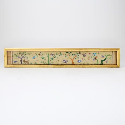 Lot 533 - Silk and Painted Panel of a Garden Landscape