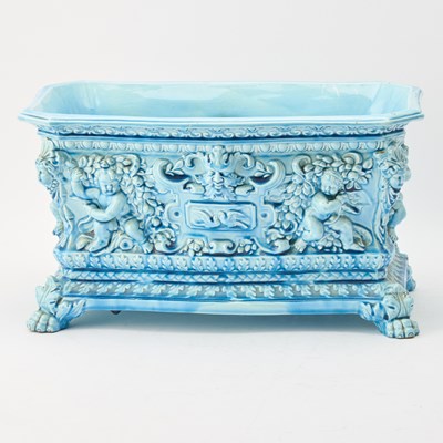 Lot 279 - French Blue Faience Renaissance Revival Planter