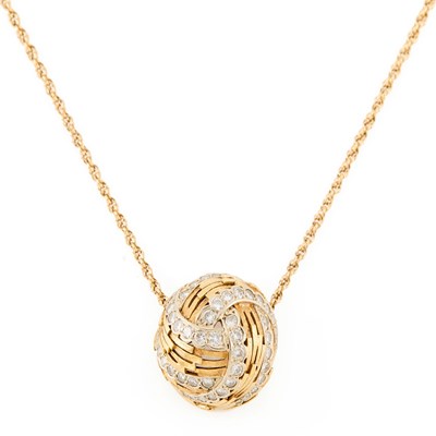 Lot 151 - Two-Color Gold and Diamond Pendant with Chain Necklace