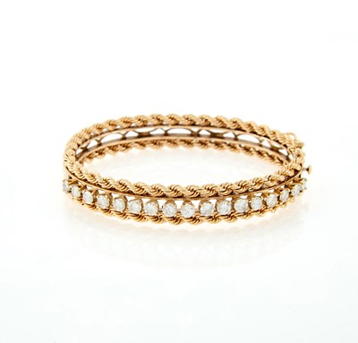 Lot 67 - Gold and Diamond Bangle Bracelet