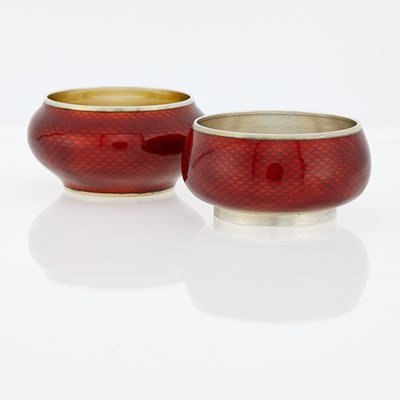 Lot 60 - Two Russian Silver-Gilt and Guilloché Enamel Salts