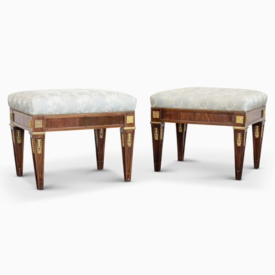 Lot 1049 - Pair of Empire Gilt-Bronze Mounted Mahogany Tabourets