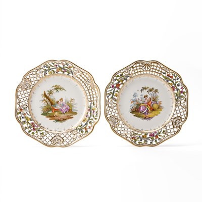 Lot 517 - Pair of Berlin K.P.M. Reticulated Porcelain Cabinet Plates