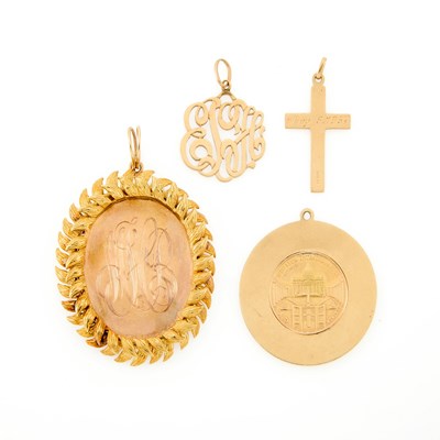 Lot 80 - Four Charm Gold Pendants