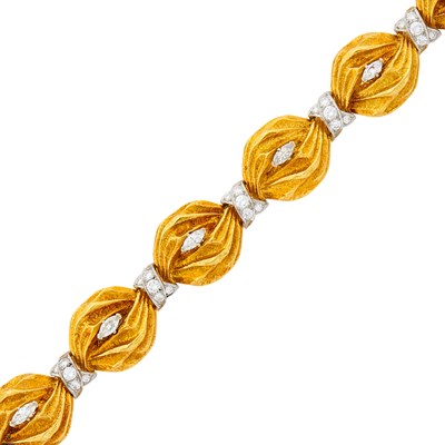 Lot 1105 - Gold, Platinum and Diamond Bracelet