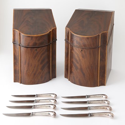 Lot 734 - Pair of George III Style Mahogany Knife Boxes
