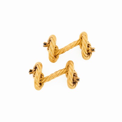 Lot 48 - Pair of Gold and Sapphire Rope Cufflinks