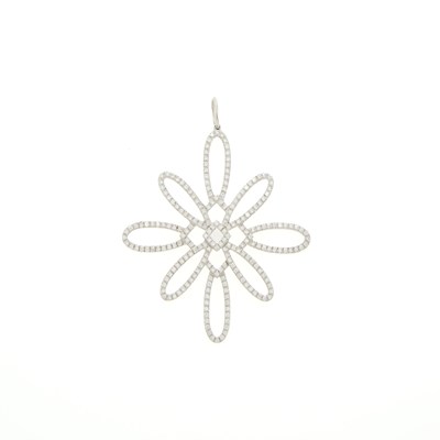 Lot 108 - Tiffany & Co. White Gold and Diamond 'Metro' Flower Pendant