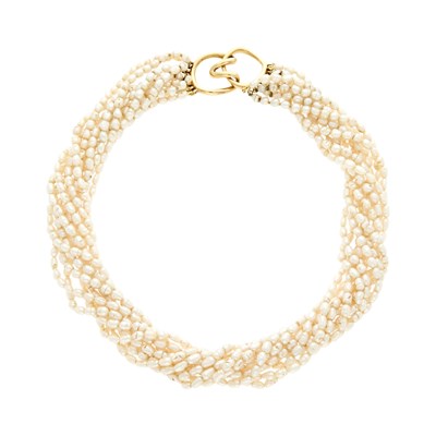 Lot 185 - Tiffany & Co. Multistrand Baroque Freshwater Pearl Necklace with Gold Clasp