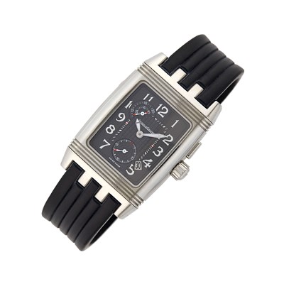 Lot 1053 - Jaeger LeCoultre Stainless Steel 'Gran Sport Day/Night Reverso Duoface' Wristwatch, Ref. 295.8.51