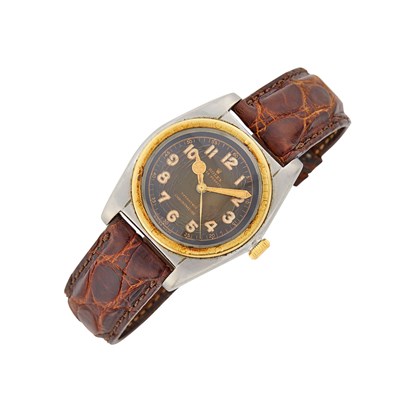 Lot 1058 - Rolex Stainless Steel and Gold 'Bubbleback' Wristwatch, Ref. 5015, Retailed by Tiffany & Co.