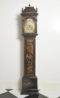 Lot 222 - Queen Anne Gilt and Black Japanned Longcase Clock