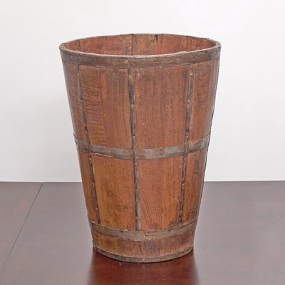 Lot 338 - English Metal Bound Wood Bucket