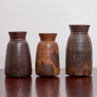 Lot 339 - Three Wood Carved Vases