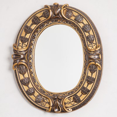Lot 220 - Aesthetic Movement Ebonized and Parcel-Gilt Mirror