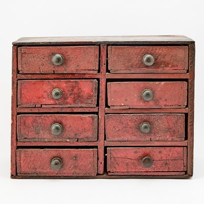 Lot 341 - Victorian Painted Wood Eight-Drawer Spice Box