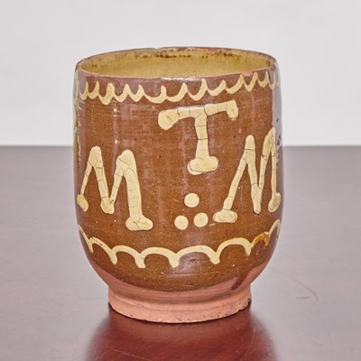 Lot 205 - English Slipware Loving Cup, Initialed MTM