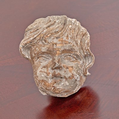 Lot 226 - Italian Carved Wood Head of a Cherub