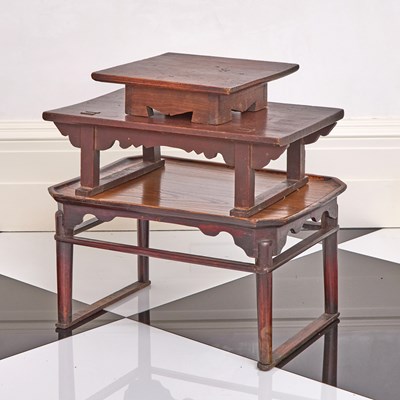 Lot 326 - Four Small Stackable Wood Low Tables