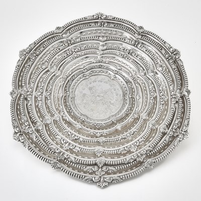Lot 122 - Graduated Set of Seven Silver Plated Serving Trays and Salvers