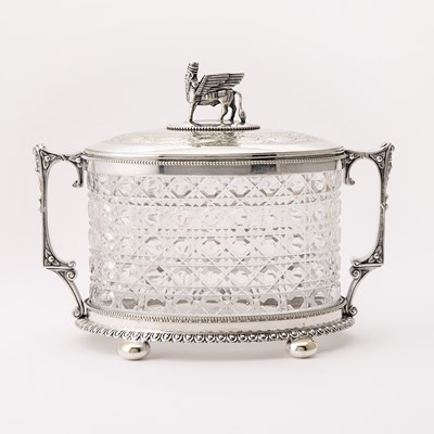 Lot 118 - Silver-Plated and Cut Glass Biscuit Box