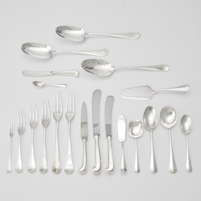 Lot 104 - English Sterling Silver "Hanoverian" Pattern Flatware Service