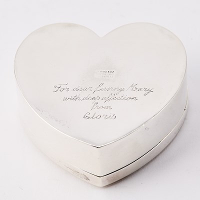 Lot 107 - Tiffany & Co. Heart Shaped Sterling Silver Box, Gifted from Cloris Leachman