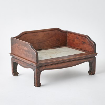 Lot 150 - Chinese Marble-Inset Hardwood Model of a Throne Chair