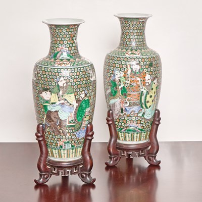 Lot 149 - Pair of Chinese Famille Verte Porcelain Vases
