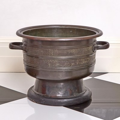 Lot 174 - Japanese Bronze Twin-Handled Planter