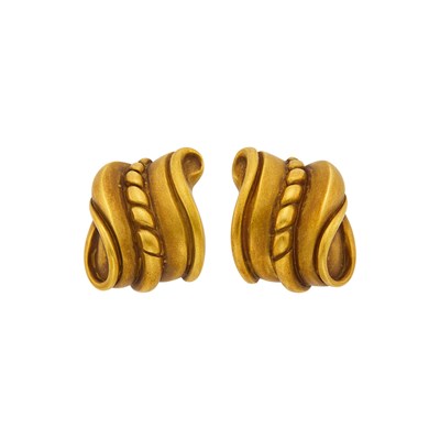 Lot 6 - Barry Kieselstein-Cord Pair of Gold 'Caviar' Earclips