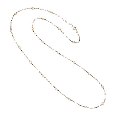 Lot 34 - Platinum, Gold and Diamond Chain Necklace