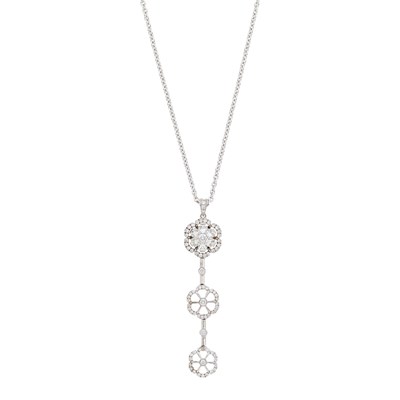 Lot 38 - White Gold and Diamond Pendant-Necklace