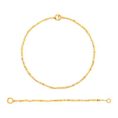Lot 40 - Manfredi Tricolor Gold Link Necklace and Bracelet