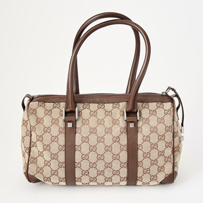 Lot 52 - Gucci Monogrammed Canvas and Leather Bag