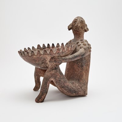 Lot 196 - Jalisco Pottery Seated Figure holding a Bowl