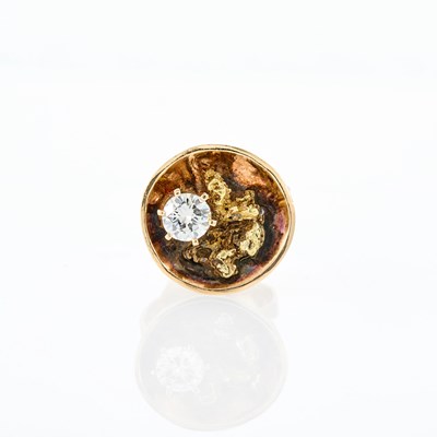 Lot 54 - Gold, Diamond and Gold Nugget 'Panning' Ring