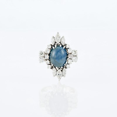 Lot 177 - White Gold, Star Sapphire and Diamond Ring