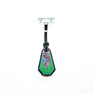 Lot 122 - Invicta Silver, Metal, Multicolored Enamel and Rock Crystal Pendant Lapel-Watch