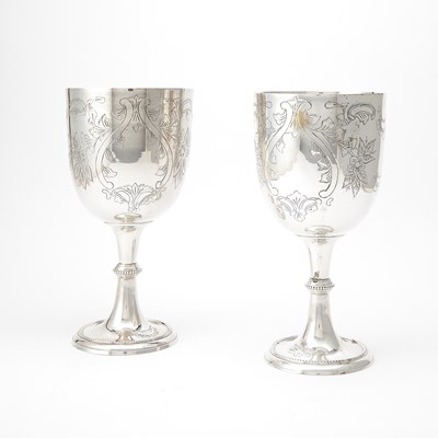 Lot 639 - Pair of Large Silver Plated Chalices