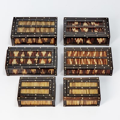 Lot 592 - Group of Six Quill Boxes
