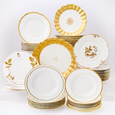 Lot 588 - Group of Gilt Decorated Porcelain Plates and Bowls