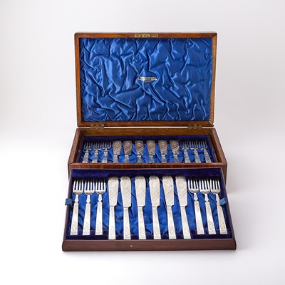 Lot 135 - Cased Victorian Sterling Silver Fish Service