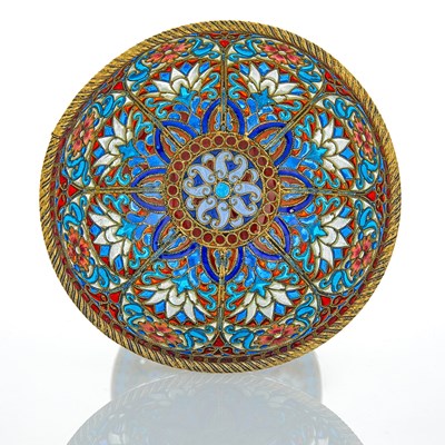 Lot 72 - Russian Silver-Gilt and Plique-à-Jour Enamel Footed Cup