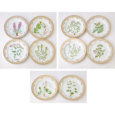 Lot 747 - Set of Ten Royal Copenhagen Hand-Painted Porcelain 'Flora Danica' Pattern Service Plates