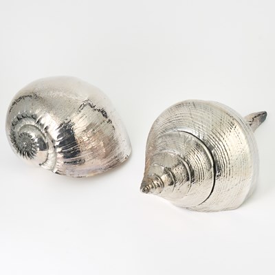 Lot 584 - Two Large Silver Plated Natural Seashells