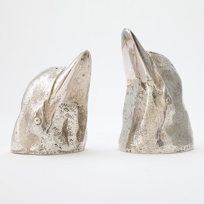 Lot 646 - Pair of Gucci Silver Plated Dolphin-Form Salt and Pepper Shakers