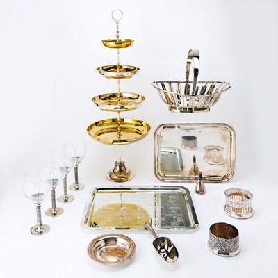 Lot 591 - Group of Silver Plated and Metal Dessert Wares and Barware
