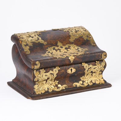 Lot 514 - Brass-Mounted Burlwood Letter box