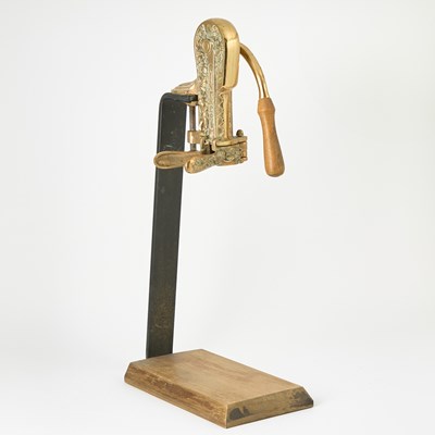 Lot 648 - Large Brass and Metal Wine Bottle Corker